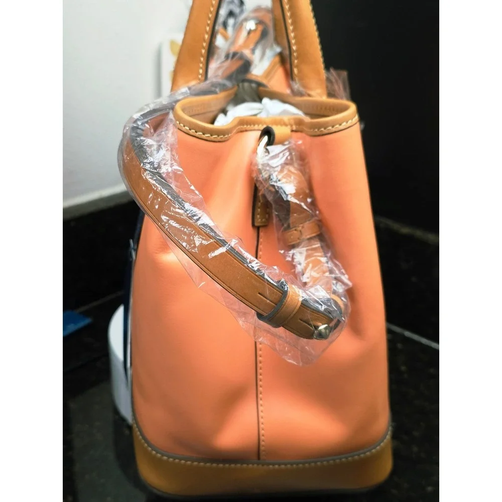Dooney & Bourke Perry Satchel Large Apricot Wexford Leather Crossbody Bag New